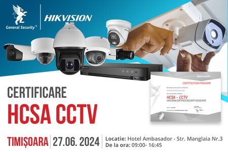 Invitație la evenimentul de certificare HCSA CCTV Hikvision – Timișoara, 27 iunie 2024