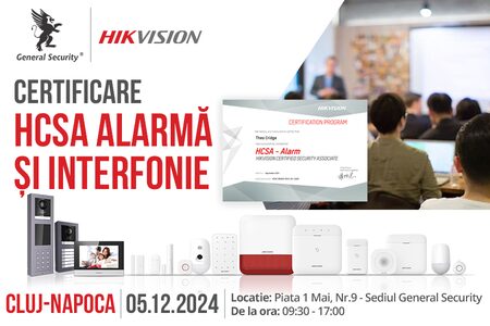 Invitație la evenimentul de certificare HCSA - Alarmă și Interfonie Hikvision – Cluj-Napoca, 5 decembrie 2024