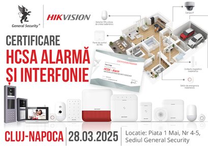 Invitație la evenimentul de certificare HCSA - Alarmă și Interfonie Hikvision – Cluj-Napoca, 28 martie 2025