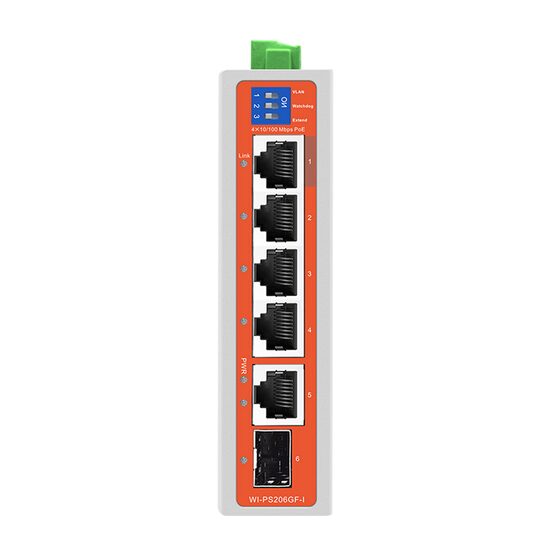 Switch industrial 4 porturi WI-PS206GF-I V2, Extended PoE, Watchdog