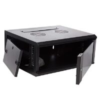 Rack metalic 6U pentru echipamente IT, montare pe perete, culoare neagra, capacitate 19 inch, sistem ventilatie inclus