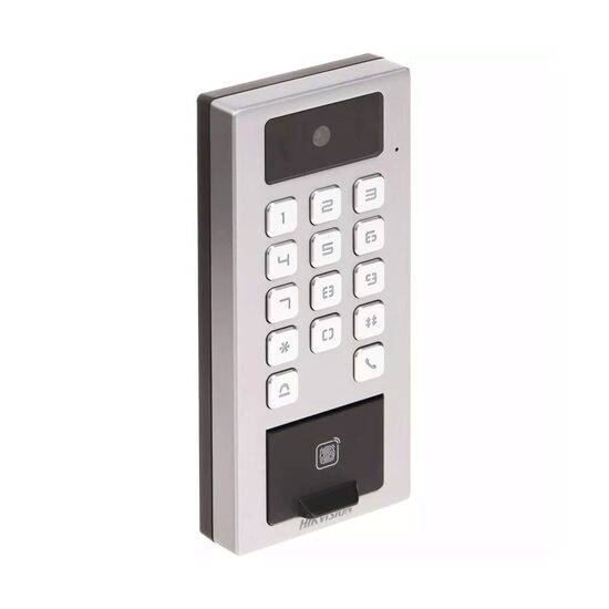 Unitate control acces si interfonie biometric IP HIKIVISION DS-K1T502DBFWX-C, Card, Fingerprint, PIN, Bluetooth