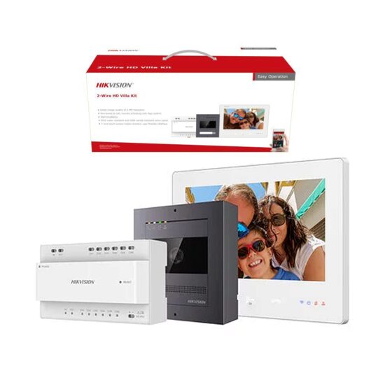 Kit videointerfon pe 2 fire HIKVISION DS-KIS704EY/Aluminum