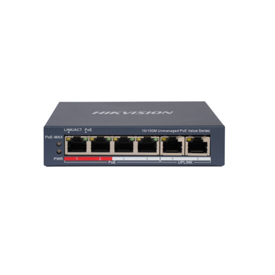 Switch 4 porturi HIKVISION DS-3E0106P-E/M (B), Extended PoE, Layer 2