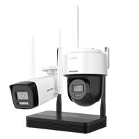 Sistem supraveghere video WiFi Hikvision DS-J142I(STD)/NKS424W03H, 2 camere 4 Mp, NVR 4 canale, IR pana la 30m, stocare SD Card