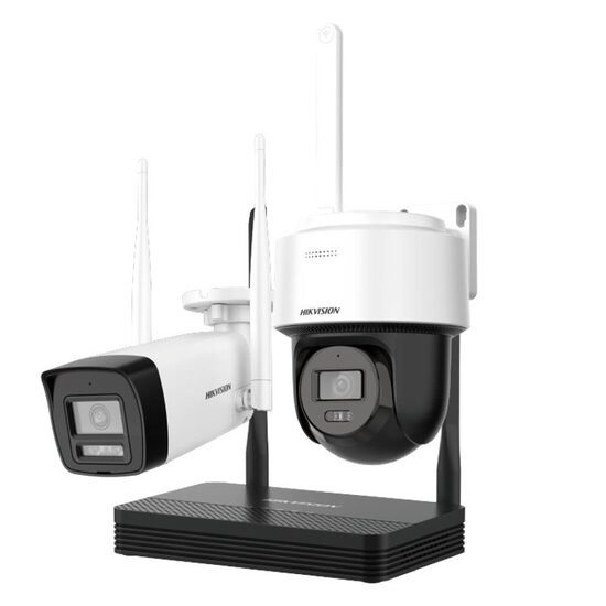 Sistem supraveghere video WiFi Hikvision DS-J142I(STD)/NKS424W03H, 2 camere 4 Mp, NVR 4 canale, IR pana la 30m, stocare SD Card